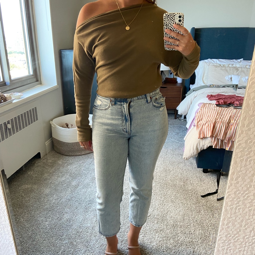 Free People Women’s Off Shoulder Green Top